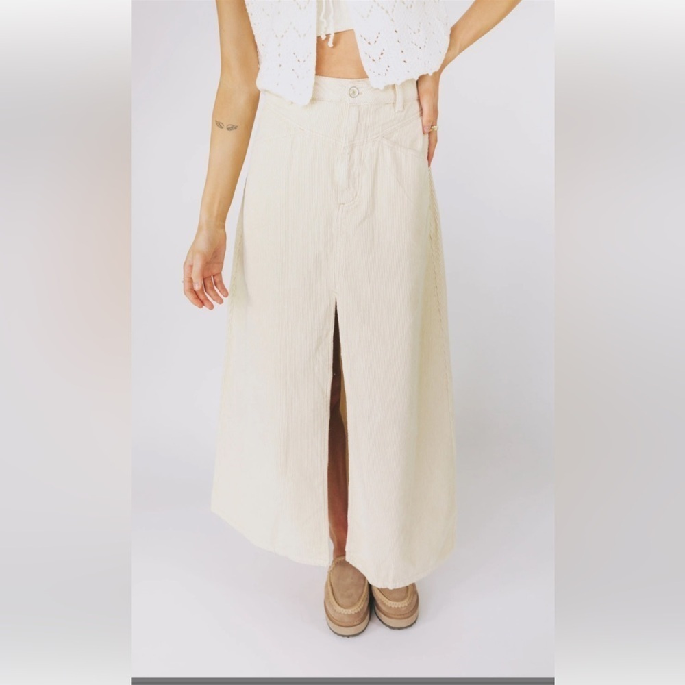Free People Come as You Are Cord‎ Maxi Skirt 6 boho cottagecore transitional